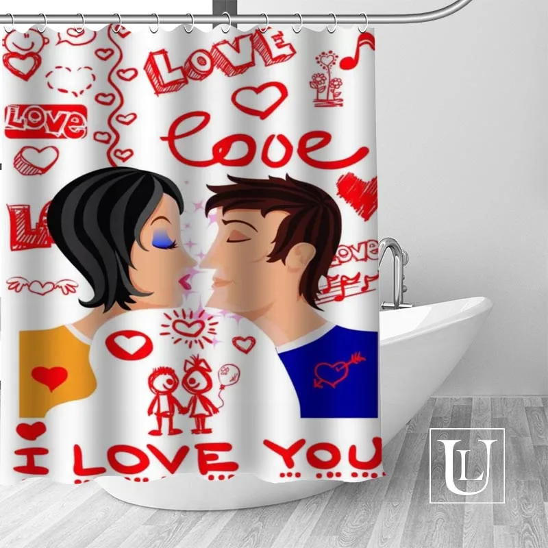 Поцелуй романтические шторы для душа пользовательские Водонепроницаемая