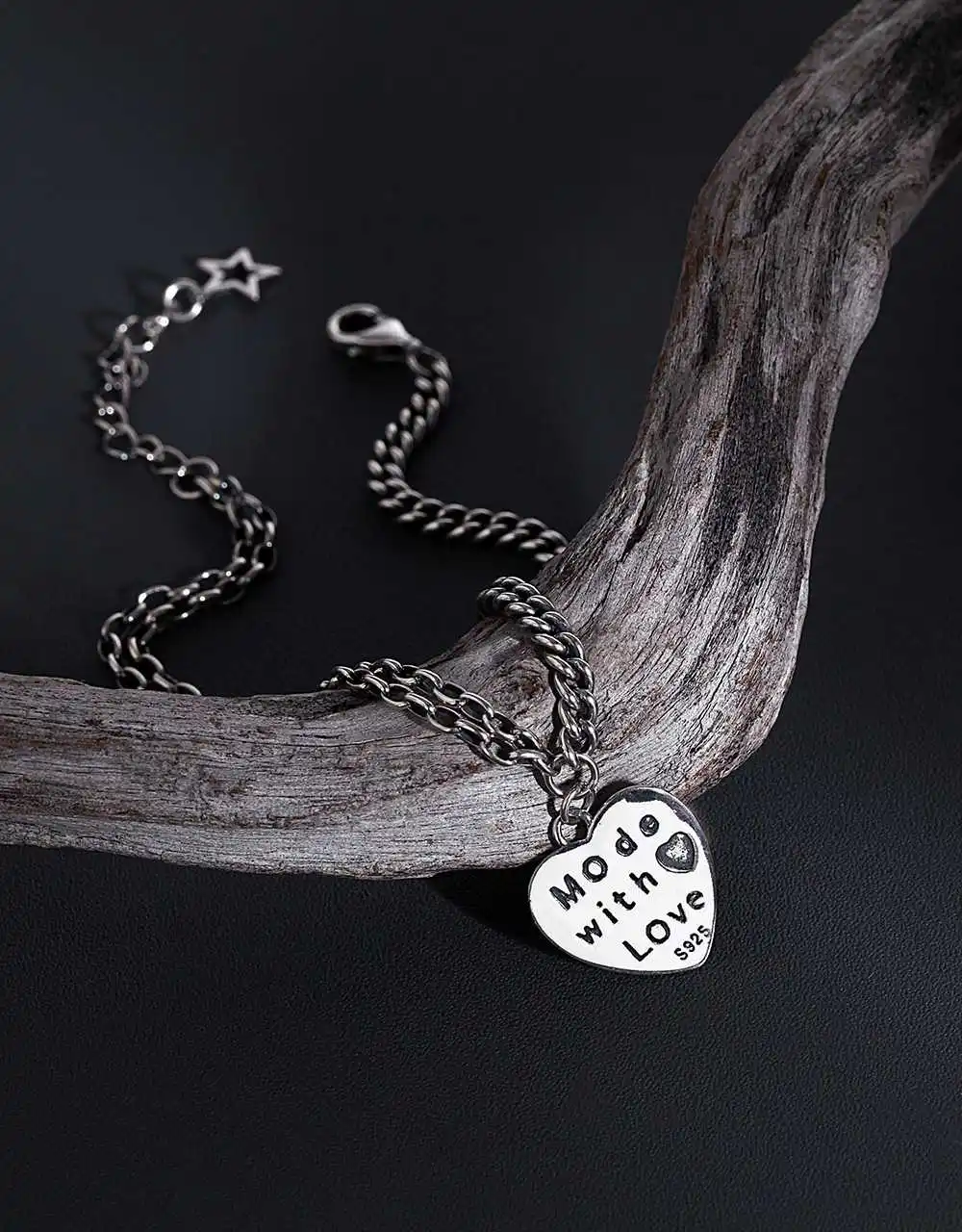 

925 Sterling Silver Bracelet Women Simple Korean Love Heart Shape Letter Bracelet Charm Thai Silver Women's Bracelet