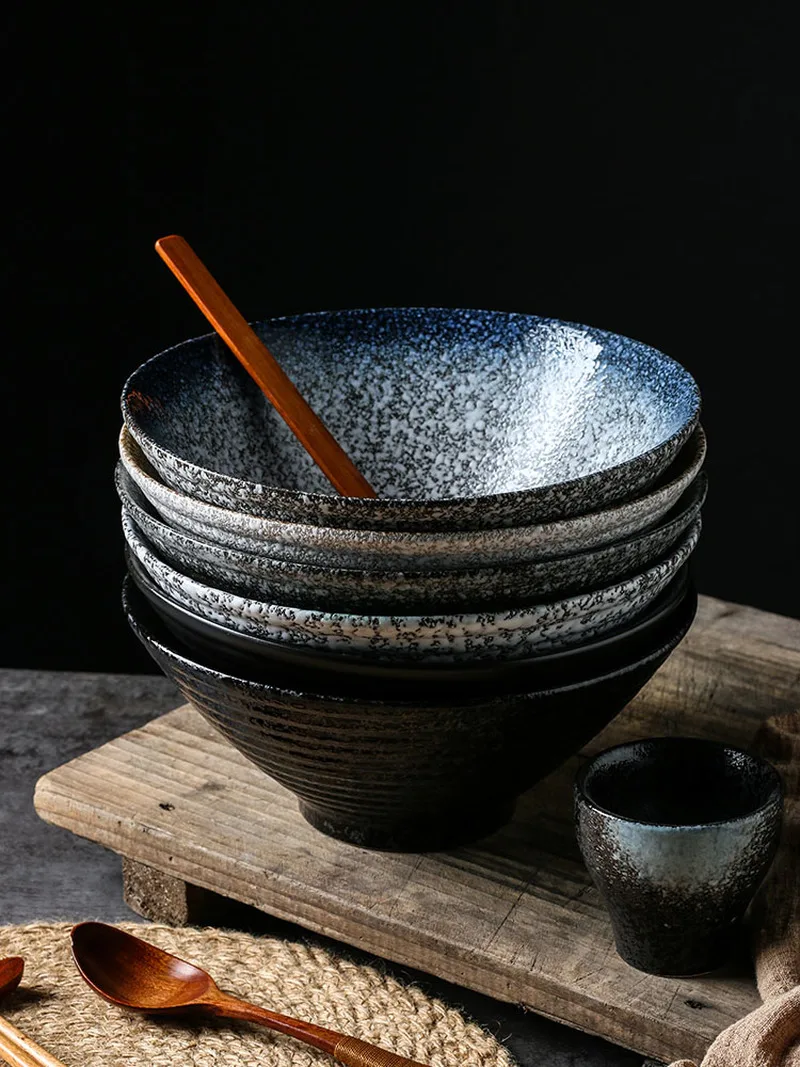 Японский Керамика чаши бытовой большой пиалы для лапши рамен рисового супа чашки