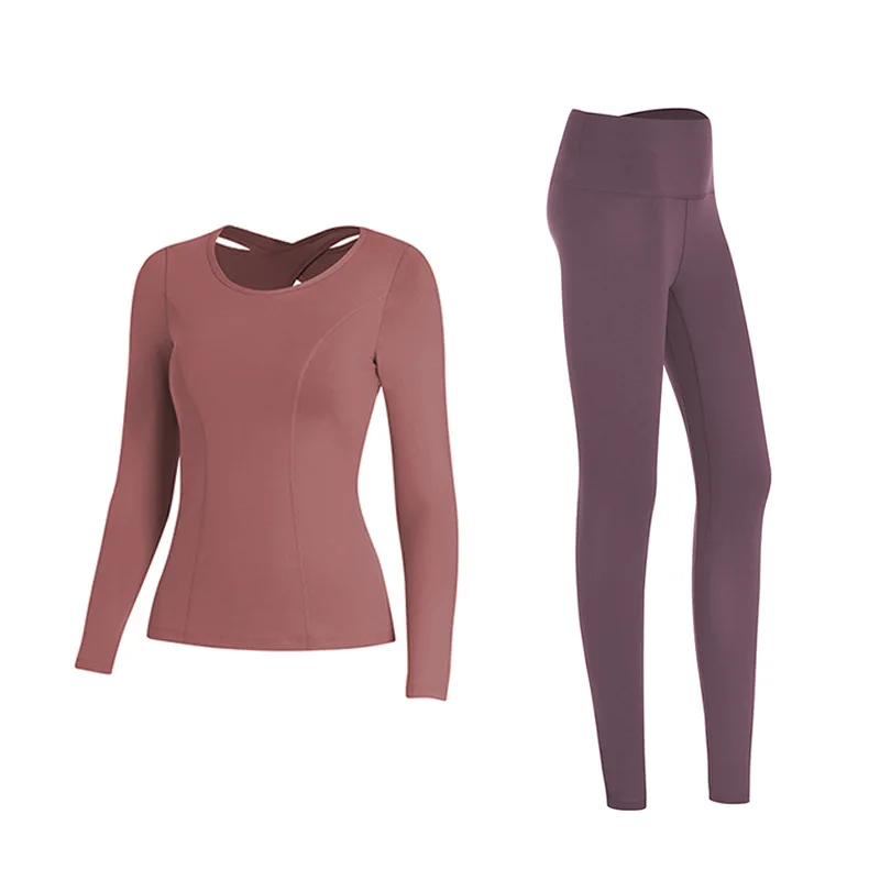

Set autumn and winter quick-drying fitness pants women's tight-fitting fitness long-sleeved women's two-piece suit