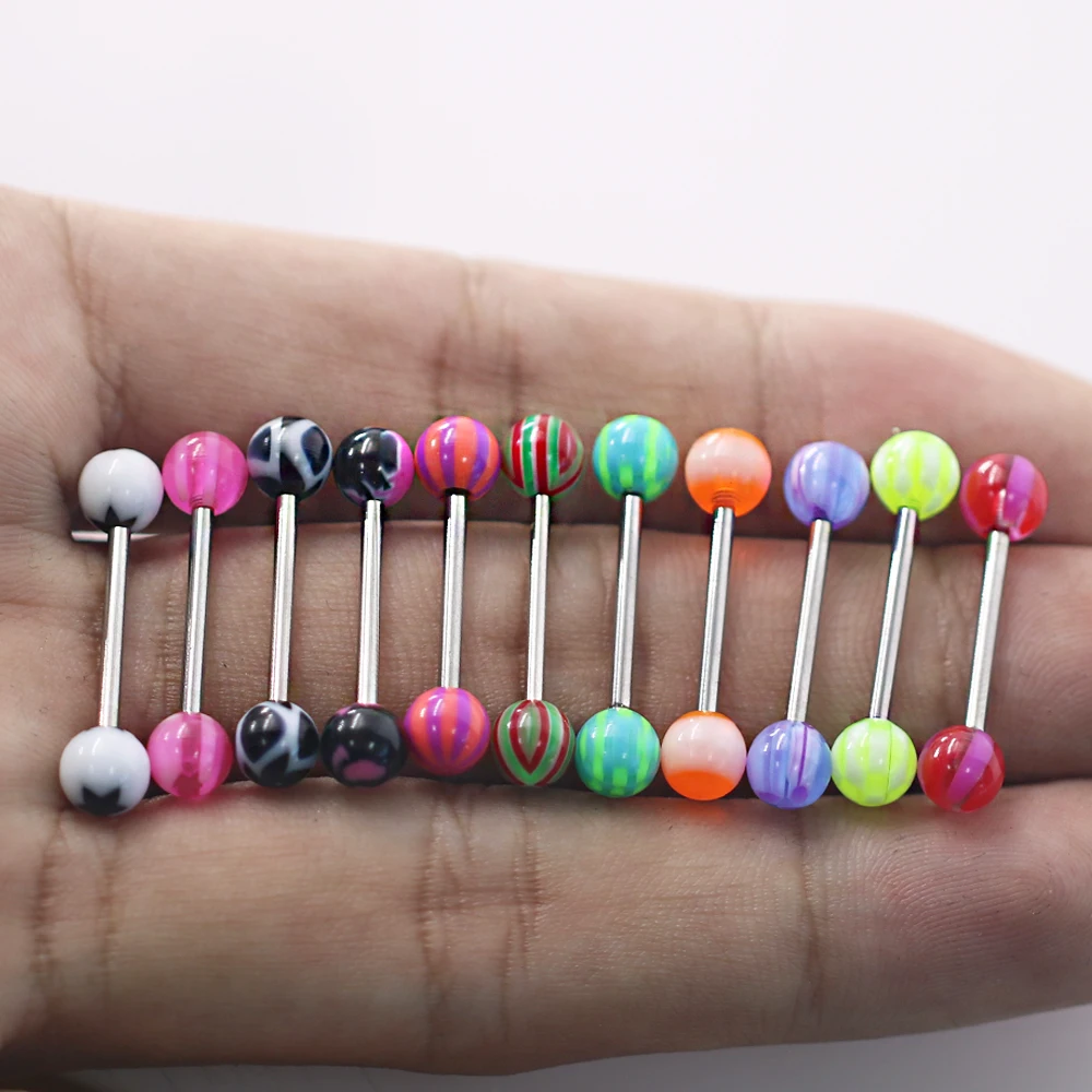 5 шт. случайный Цвета акриловый шар из нержавеющей стальной стержень язык