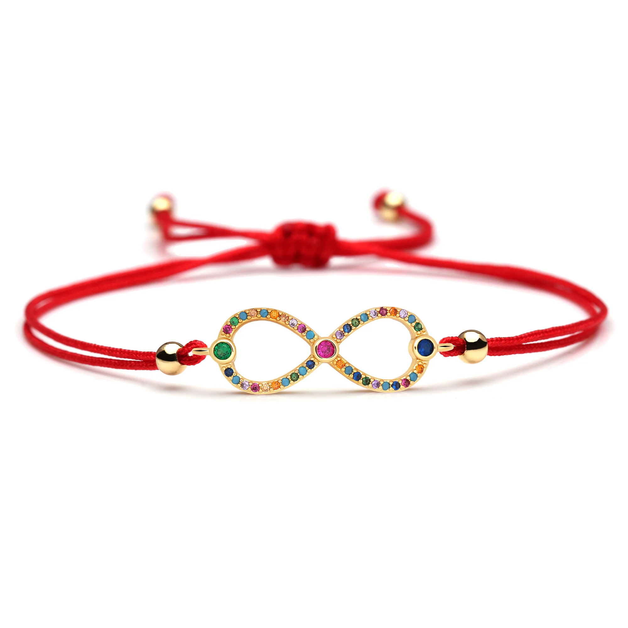 Блестящий разноцветный браслет с кубическим цирконием латунь бесконечность