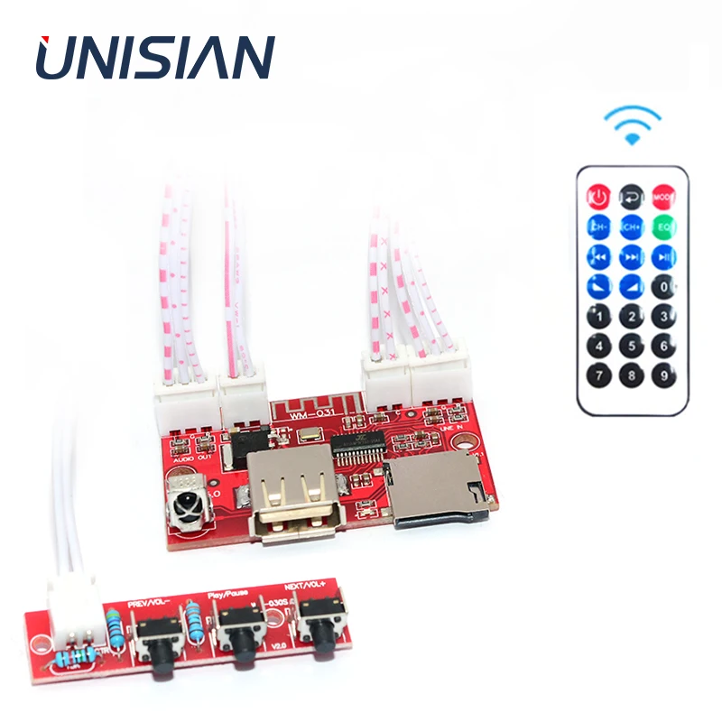 

UNISIAN Bluetooth 5.0 decoder Board USB u-disk tf card Aux Signal input Support MP3 WMA WAV FLAC APE remote control DAC Decoder