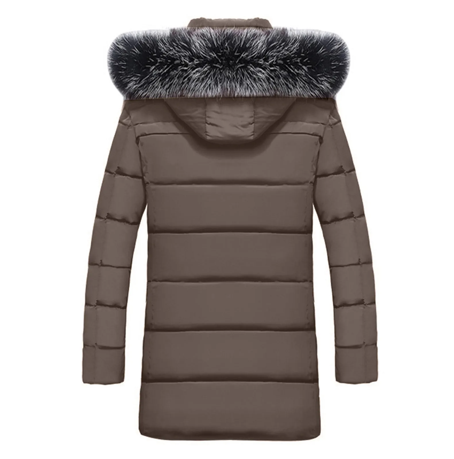 

Men's down padded jacket hooded thick Winter Medium Length Zipper Thickened Hat Removable Cotton Windbreaker Outwear Coat #40