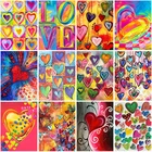 Граффити любящее сердце драгоценный камень Вышивка крестом мозаика Алмазная комплект абстрактный Настенный декор 5D для алмазной вышивки 