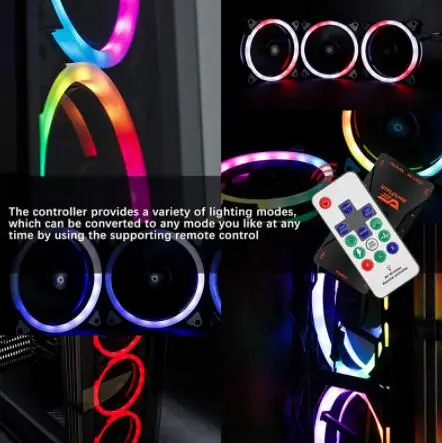 Aigo DR12 PRO Чехол для компьютера ПК Вентилятор RGB регулируемый светодиодный вентилятор Скорость вращения 120 мм тихий пульт AURA синхронизирующий компьютер охлаждающий RGB чехол вентиляторы