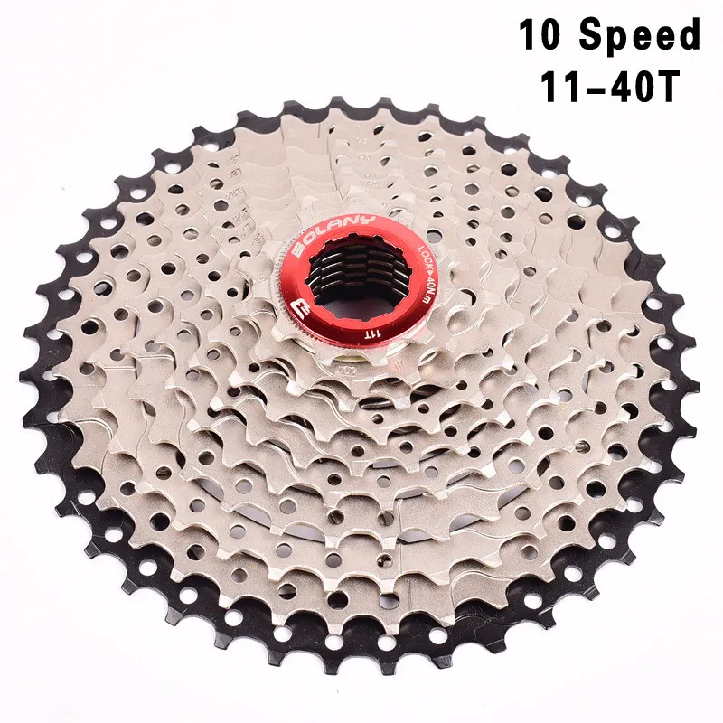 Bolany 10 скоростная кассета MTB 10V 11-50T 11-46T 11-42T 40T 36T набор звездочек со встроенной трещоткой для горного велосипеда широкого соотношения Сверхлегкий велосипедный маховик - Цвет: 11-40T