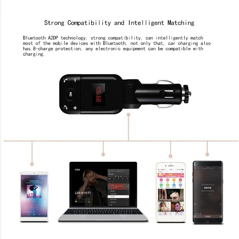 Car MP3 Bluetooth handsfree Support 2ADP charger Music speakerphone FM transmitter | Электроника