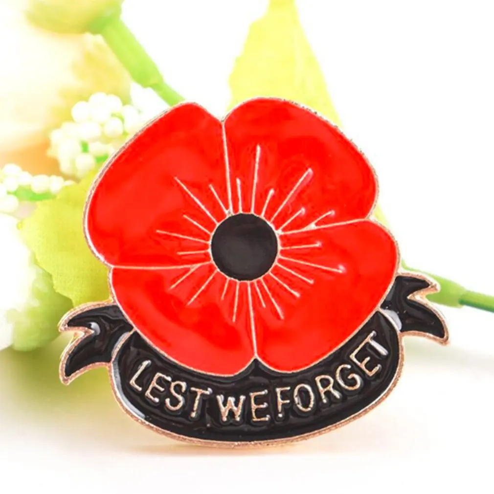 

New Fashion Red Enamel Poppy Flower Brooch Women Sachet Dress Decorations Trendy Cartoon Accessories Wedding Party