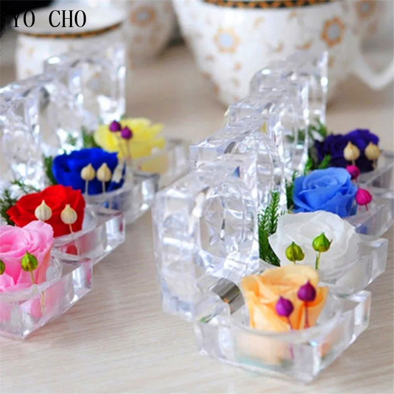 

YO CHO Handmade Preserved Real Rose Jewelry Box Holder Immortal Flowers Rose Forever Blossom Wedding Birthday Gift Set for Women