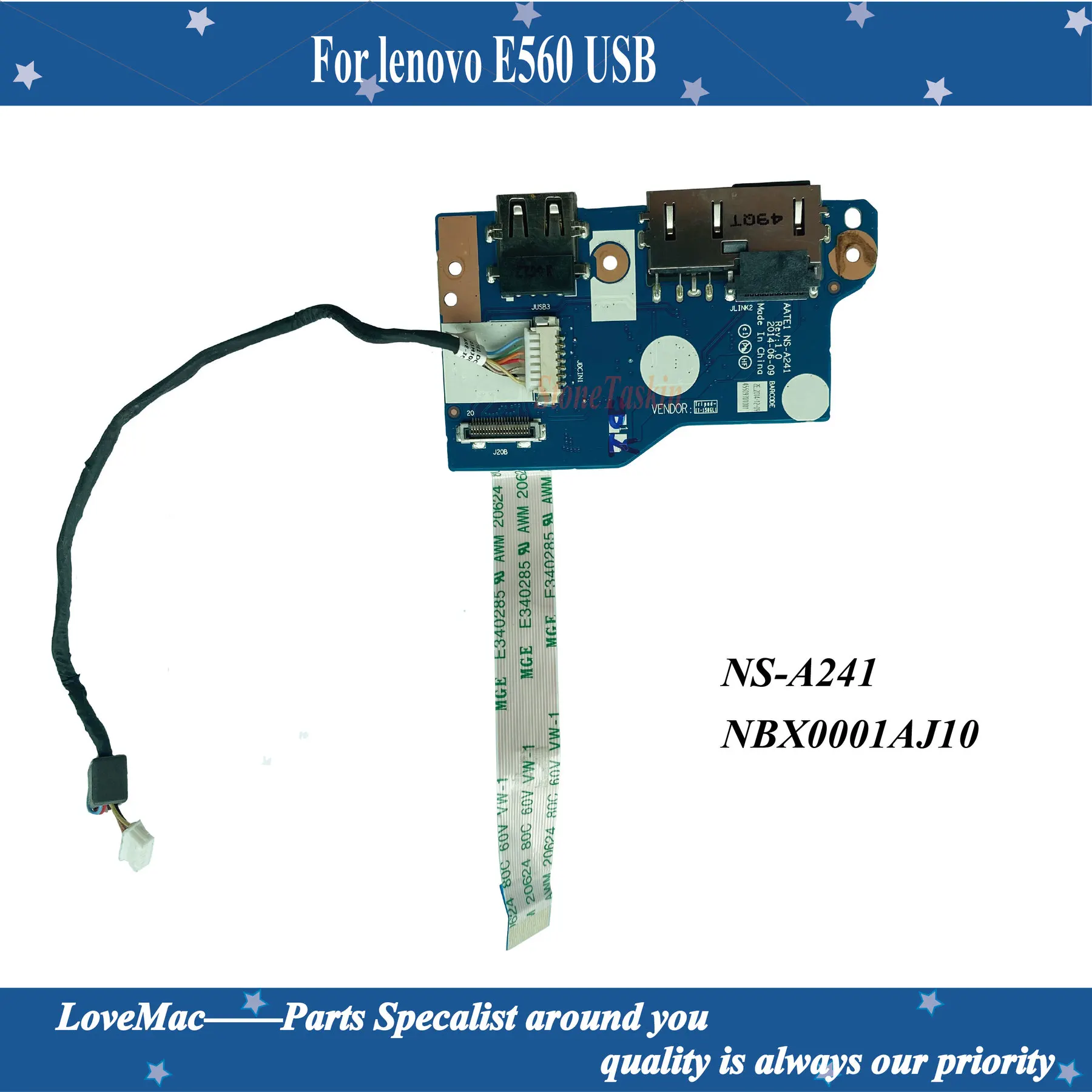 Оригинальная USB-аудиоразъем для lenovo E550 USB-плата подключения к локальной сети