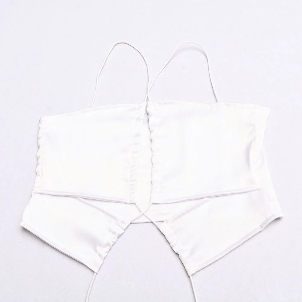

Sexy Cross Lace Up Backless Low Cut Pleated Hollow Out Crop Top 2020 Summer Women Fashion Slim Chic Soft Club Party
