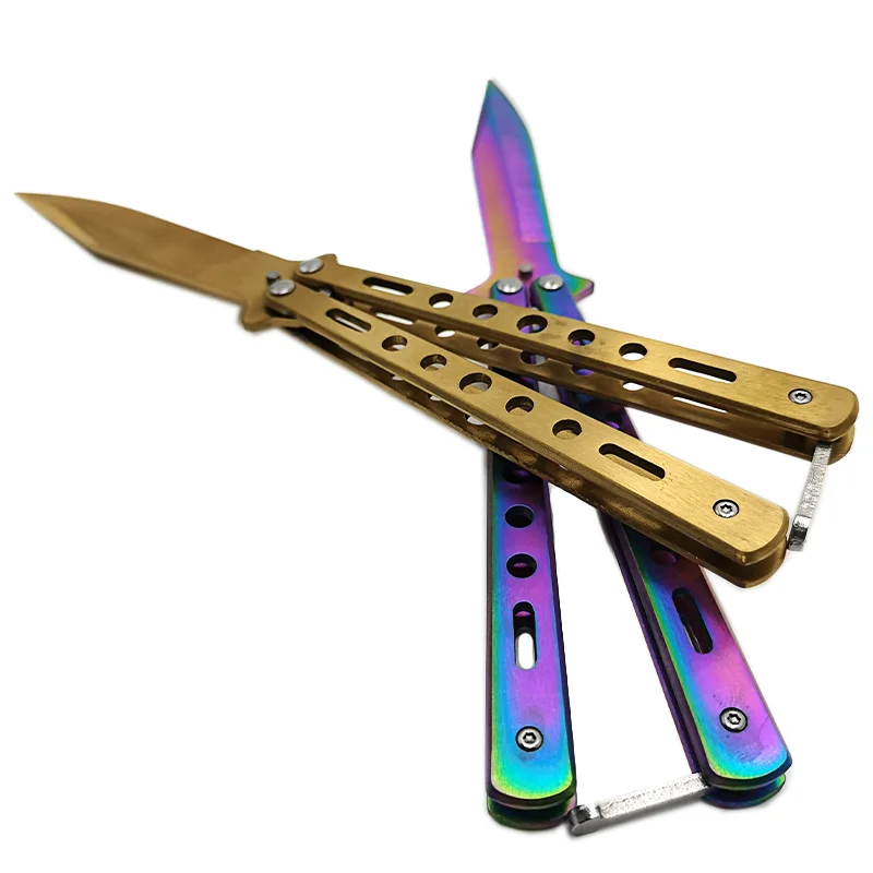 Нож-бабочка Balisong тренировочный складной резец титановый не заточен учебный