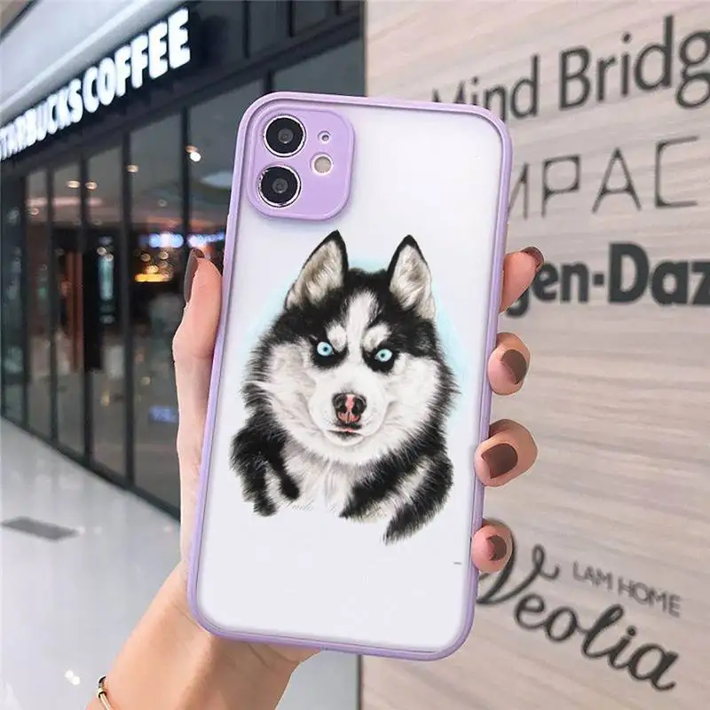

Husky Kawaii Wolf cute Phone Cases matte transparent For iphone 7 8 11 12 plus mini x xs xr pro max cover