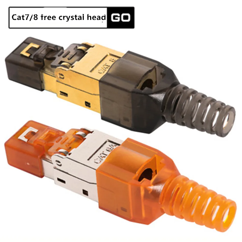 Cat6A Cat7 Cat8 Rj45 разъем Ethernet адаптер без инструментов обжимной экранированный Кристалл головка 8P8C сетевой Ethernet кабель Разъем