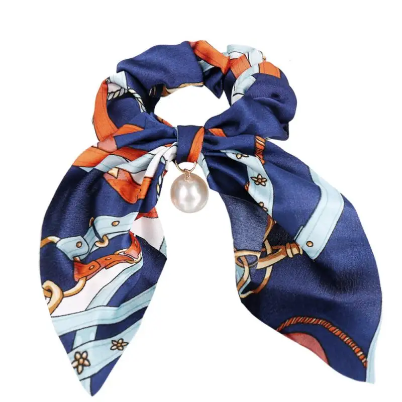 Резинка для волос с цветочным принтом женская эластичная лента жемчужинами и