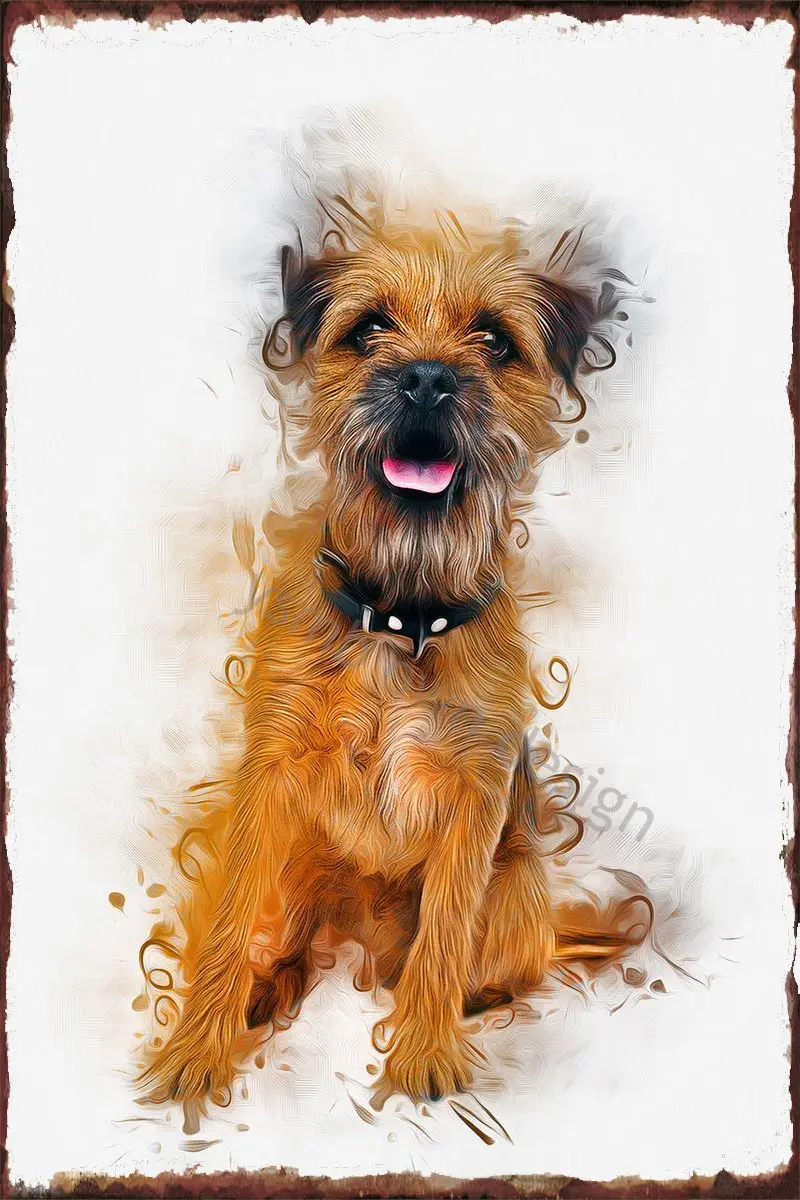 

Украшение для комнаты Border Terrier, Ретро винтажный металлический знак, жестяной знак, оловянные пластины, настенный Декор для дома, клуба, мужск...