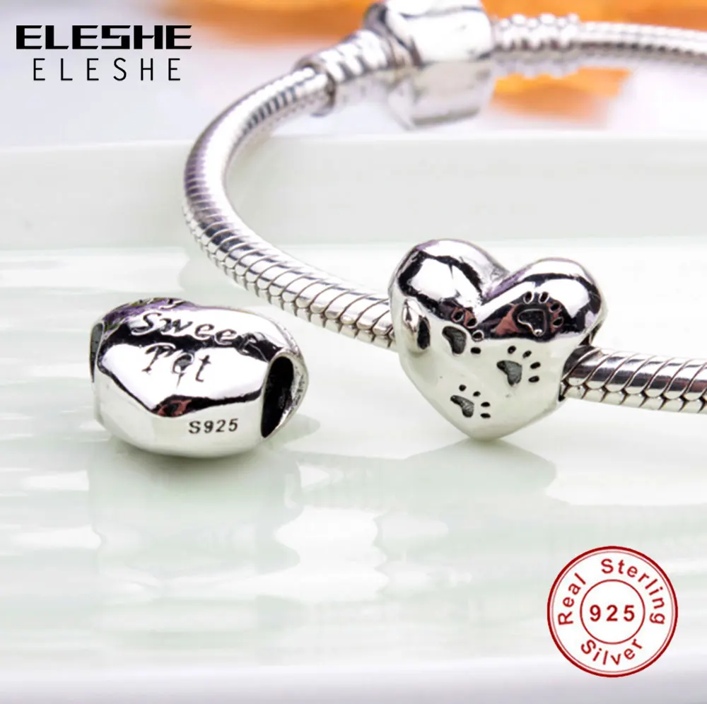 Подлинный Браслет ELESHE из стерлингового серебра 925 пробы с принтом в виде лап