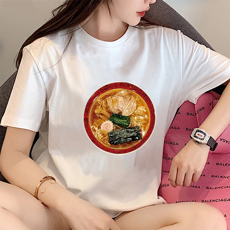 Женская футболка в японском стиле аниме дизайнерская с принтом еды женская