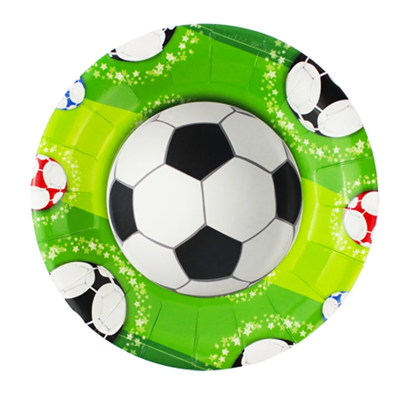 

6pcs Kids Favors Soccer Theme Food Grade Paper Plates Baby Shower Events Decorate Birthday Party Football Disposable Tableware