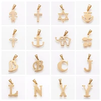 10pcs stainless steel star of cross david elephant dog animals letter pendant charms gold plated for necklace diy jewelry making