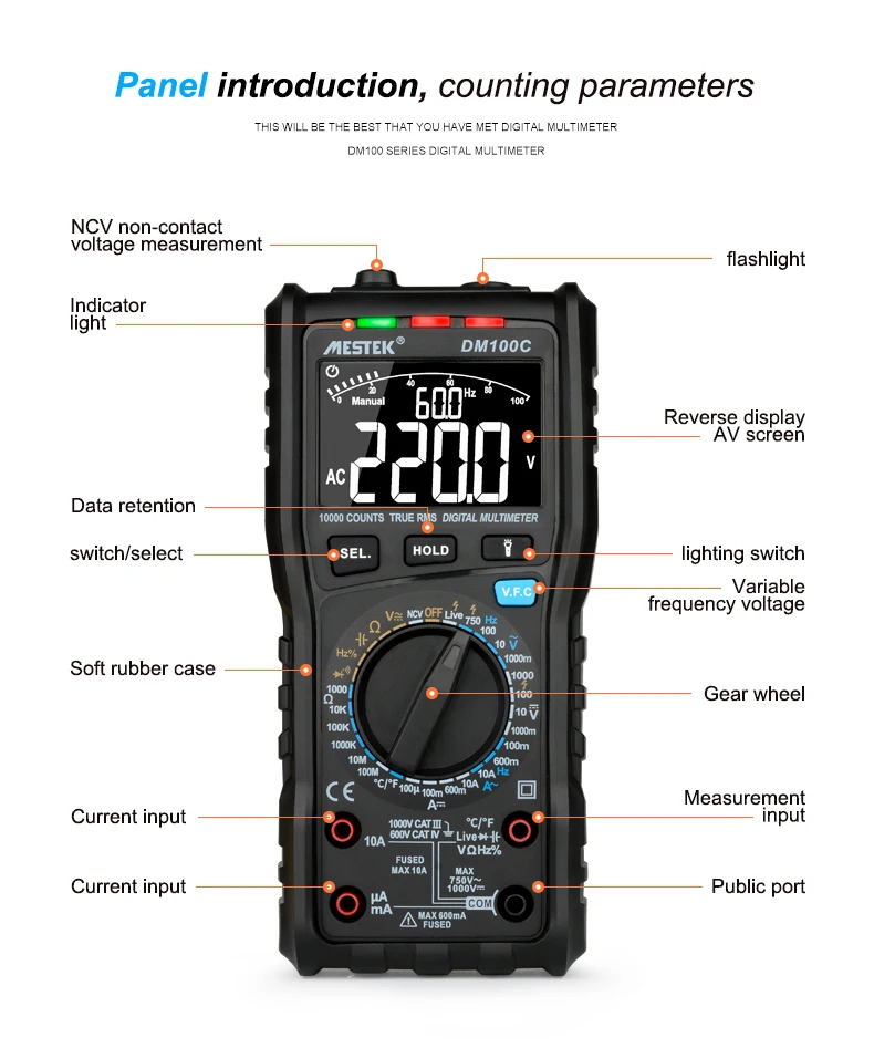 Ship From ES RU Digital Multimeter professional 10000 Counts True RMS Tester Multifunctional Analog current clamp | Инструменты