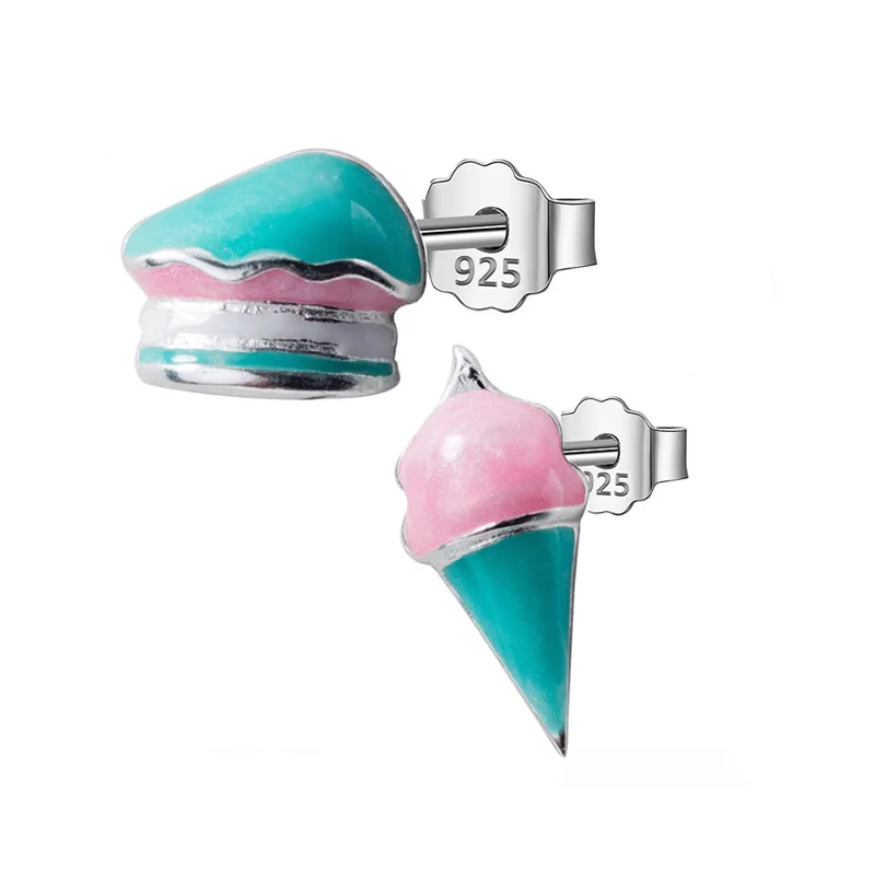 DS732 Trusta 925 пробы серебряные женские ювелирные изделия Модные милые миниатюрные Асимметричные карамельные серьги с буквой для дочек девочек DS584 - Окраска металла: DS732