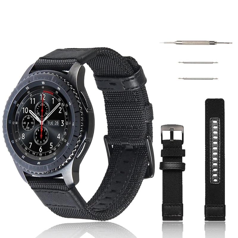 Нейлоновый кожаный ремешок для samsung gear S3 ремешок 22 мм ремешок для Amazfit Stratos 2 2s 3/Pace/GTR 47 мм ремешок для часов huawei Watch GT 2