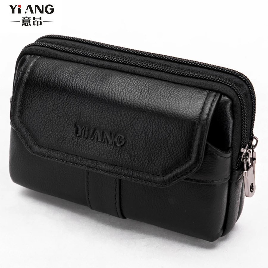 Двухслойная поясная сумка из натуральной кожи Забавный кошелек на бедро ремень