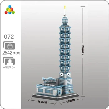 Taipei 101 YZ архитектура Тадж-Махал замок пизанский Лувр Башня Халифа башня мост алмазное здание маленькие блоки игрушка без коробки - Цвет: Taipei 101