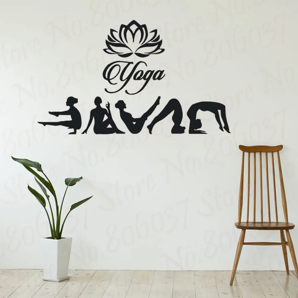 

Vinyl Sticker Removable Yoga Posture Wall Decal Yoga Studio Decor Lotus Hinduism Wall Mural Creative Yoga Studio Wall Art WL1910