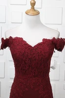 burgundy mermaid evening dresses with lace appliques off shoulder evening gown robe de soir%c3%a9e femme long new recommend