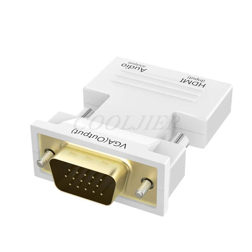 Белый 1080P HDMI в VGA адаптер мама-папа цифро-аналоговые аудио и видео конвертер кабель для ПК ноутбук ТВ коробка проектор - Цвет: Белый