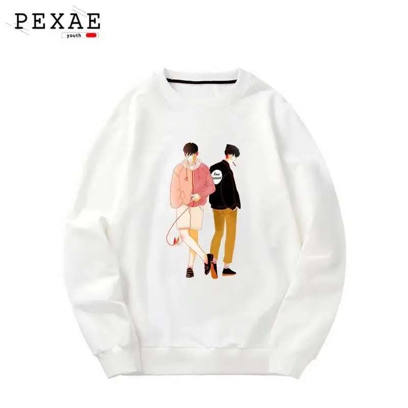 

ZHIJING Hong Kong-Style Hoodies Men's Loose round Neck Hip Hop Loose round Neck Student Jacket