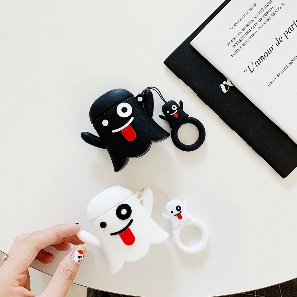 Earphone Case For Airpods 2 Case Silicone Bear Cat Pig Cartoon Headphones Cover For Apple Air pods 1 Case For Earpods Key ring