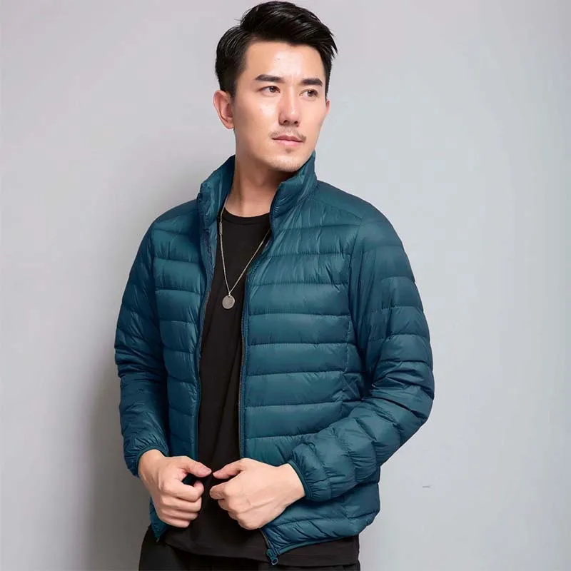 Ultra Light Down Jacket Men Thin Short Coat Plus Size Autumn Winter Fashions Parka Abrigos Para Hombre KJ740 | Мужская одежда