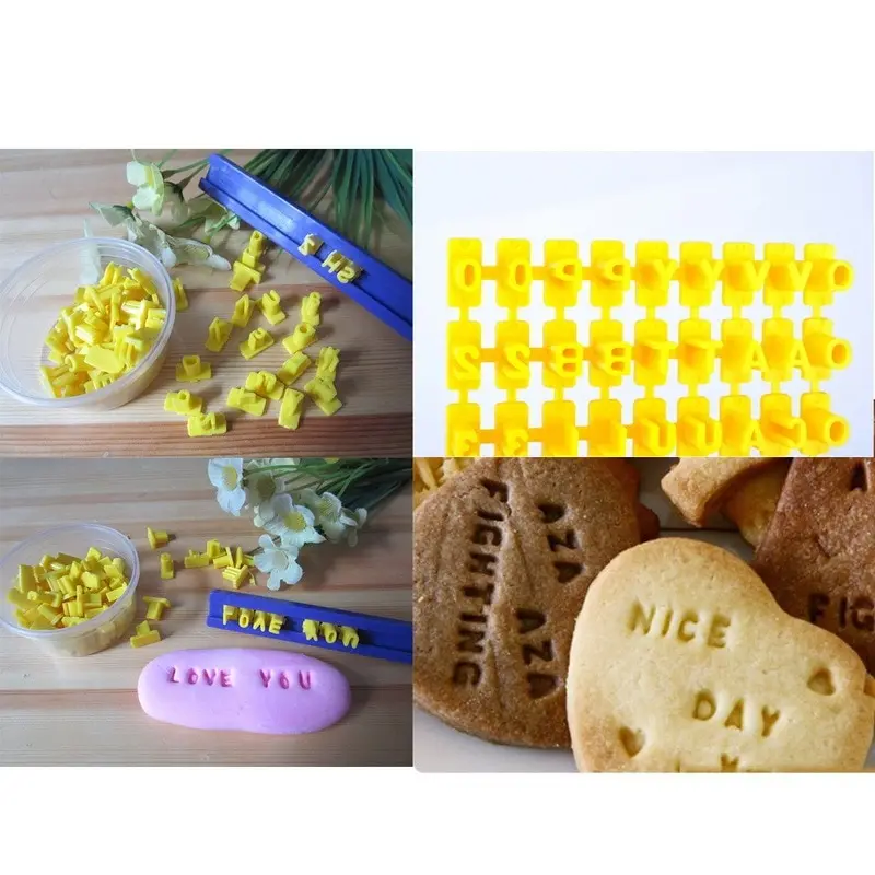 

Alphabet Letter Number Cookie Press Stamp Embosser Cutter Fondant Mould Cake Baking Molds Tools Round Cutter Stencil Cookies