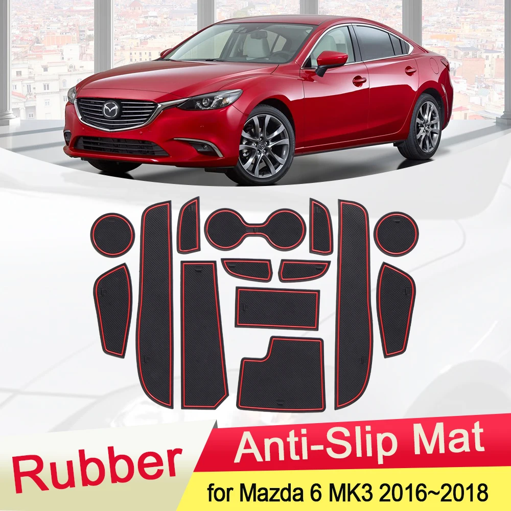 

for Mazda 6 facelift GL GJ MK3 Atenza Sedan Wagon 2016-2018 Rubber Anti-slip Door Groove Cup pad Gate slot Coaster Accessories