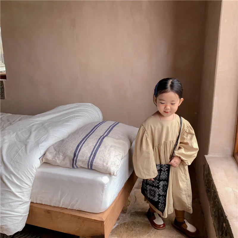 

Girl Dress Kids Baby Gown 2021 Solid Spring Autumn Toddler Outwear Party Wedding Princess Tutu Dresses Cotton Children Clothing