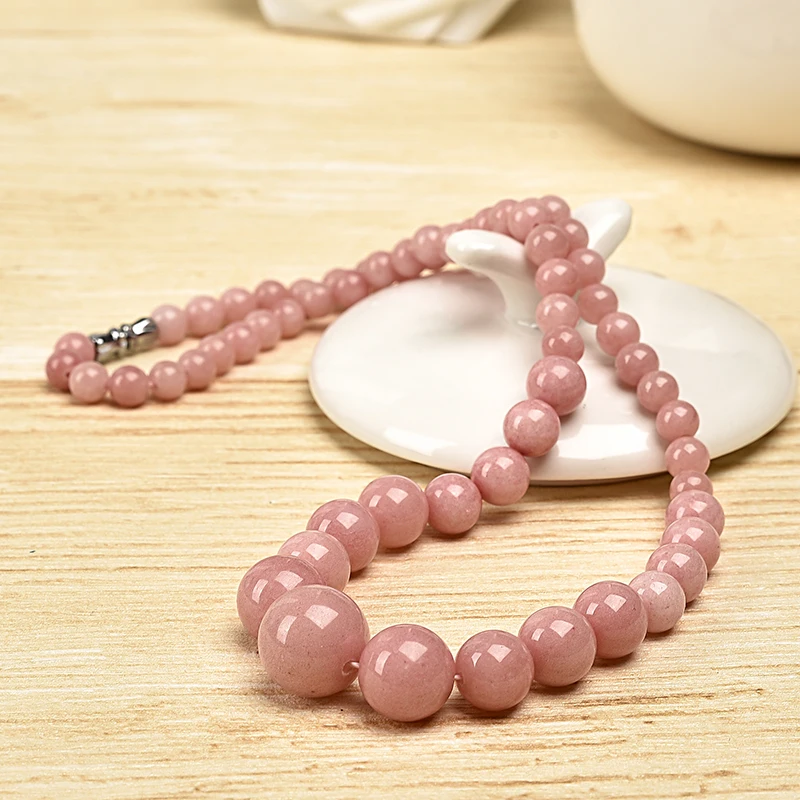 Лидер продаж Ожерелье Из Натурального Розового халцедона с круглыми бусинами 6 14