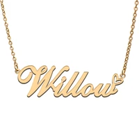 love heart willow name necklace for women stainless steel gold silver nameplate pendant femme mother child girls gift