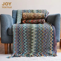 joy textile boho knitted stripe blankets super soft throw blankets with tassel cozy lightweight couch decorative all seasons