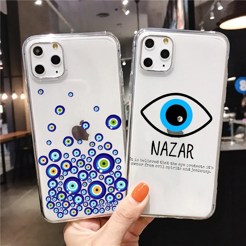 

Transparent Phone Case For Iphone 8 XR Evil Eye Illustrations Phone Case For IPhone 11 Pro MAX XS X 6s 6 7 8 Plus Soft TPU Cover