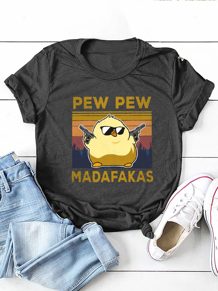 

Женские повседневные футболки с коротким рукавом и принтом забавной курицы