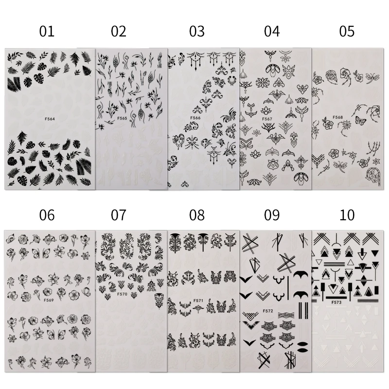 

Flower Leaf 3D Nail Stickers Self Adhesive Transfer Decals Sticker for Nails Tropical Plants Image Slider Nail Art Decorations