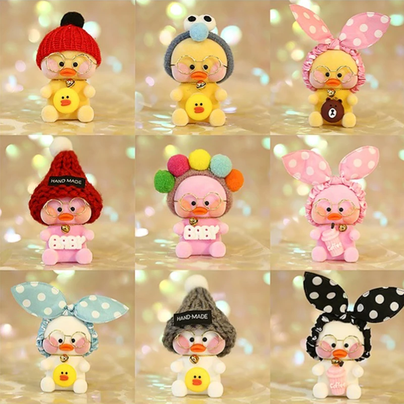 

New 8-10CM Cute Lalafanfan Ducks Duck Keychain Kawaii Cafe Duck Action Figure Keyring Bags Decoration Toys For Children Gifts