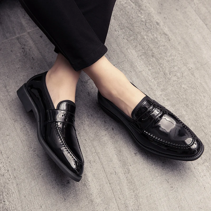 Туфли мужские кожаные без застежки дышащие кроссовки Мокасины плоская подошва