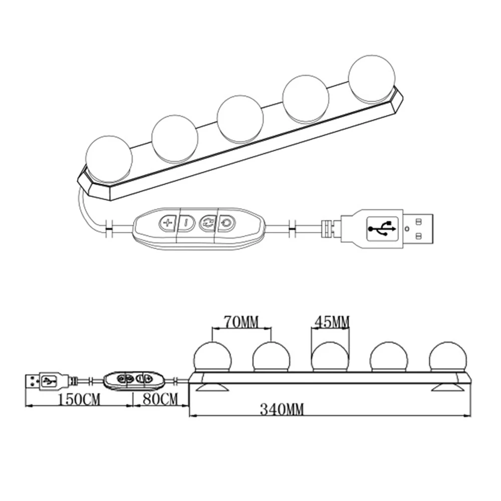 Светодиодные лампы для макияжа с USB-портом и регулируемой яркостсветильник |