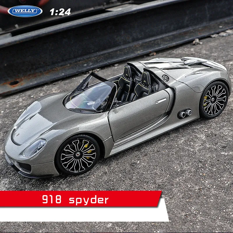 Welly 1:24 Porsche 911 CarreraRS автомобиль сплав модель автомобиля Моделирование Украшение автомобиля коллекция Подарочная игрушка Литье под давлением модель игрушка для мальчиков - Цвет: 918 Spyder