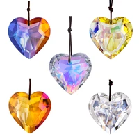 hd 5 colors crystal heart prisms suncatcher pendant for windows garden hanging decor rainbow maker crystal ornament car charms